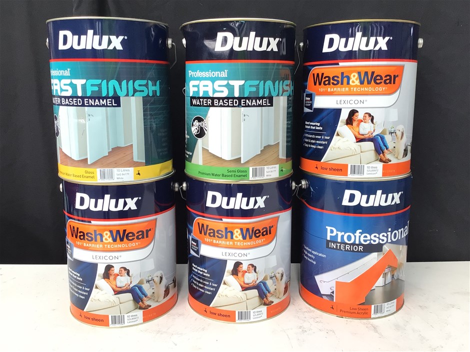 6 x Assorted 10 Litre Dulux Tins of Paint Auction (00263022991