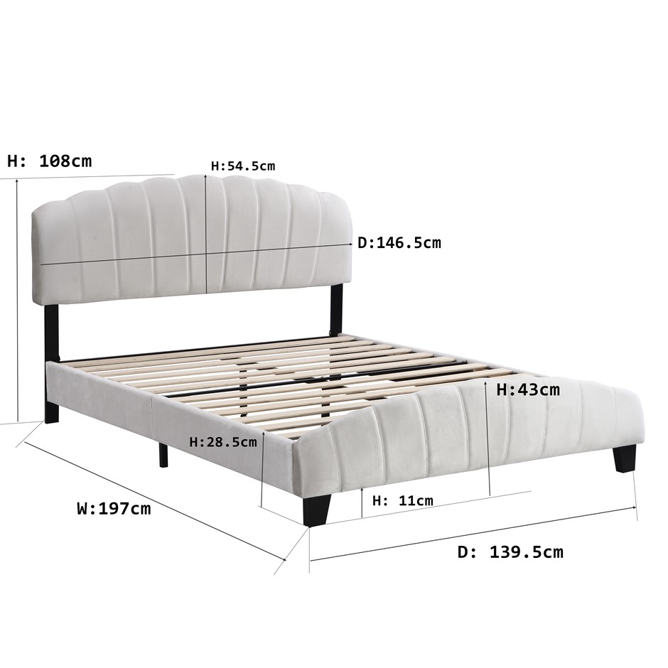 Buy Double Size Shell-Style Bed Frame Base Beige | Grays Australia