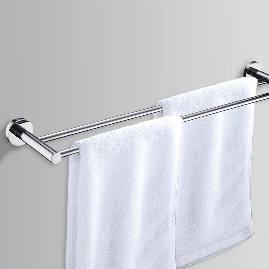 Double Classic Chrome Towel Bar Rail Bat