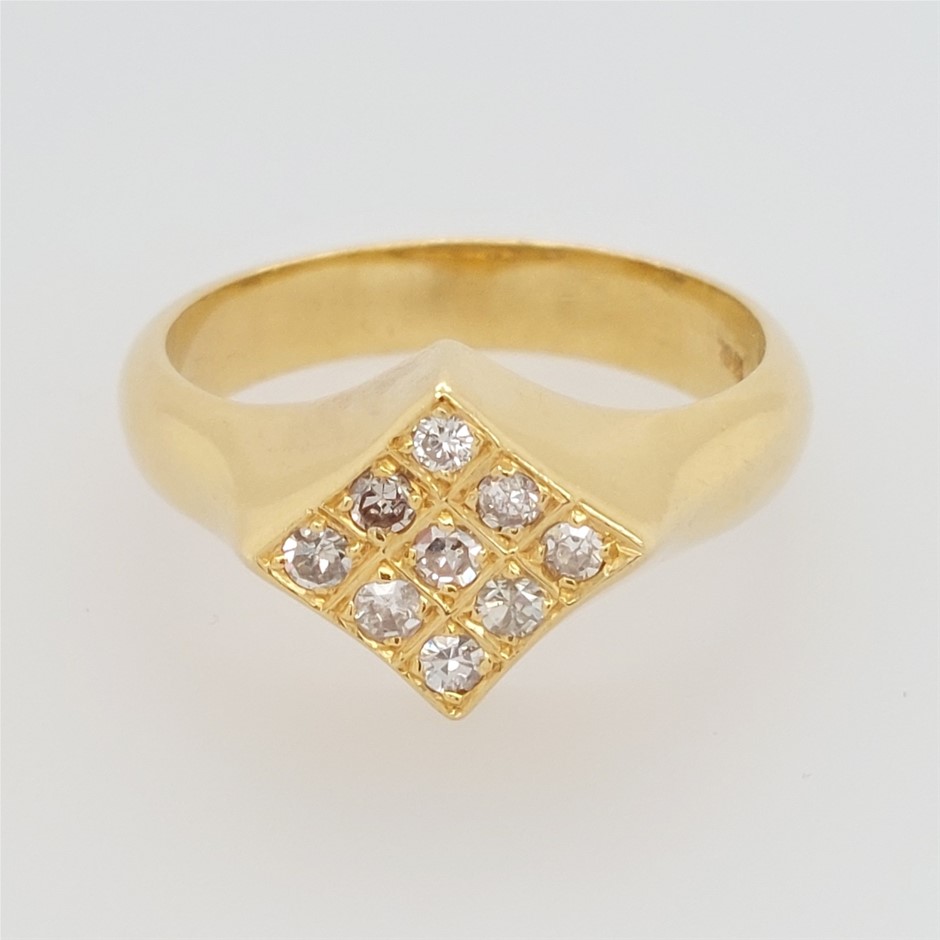 18CT Y/G Diamond Pave Set Dress Ring. Auction (0046-2547140) | Grays ...