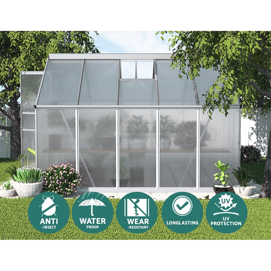 Buy Greenfingers Greenhouse Aluminium Green House Garden Shed 3x2.5M ...