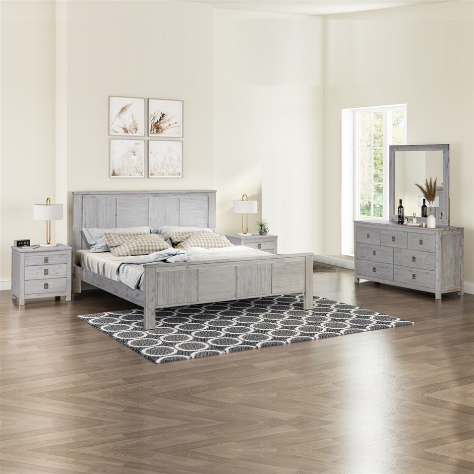 4 Pcs Bedroom Suite w/ Acacia in King Wh