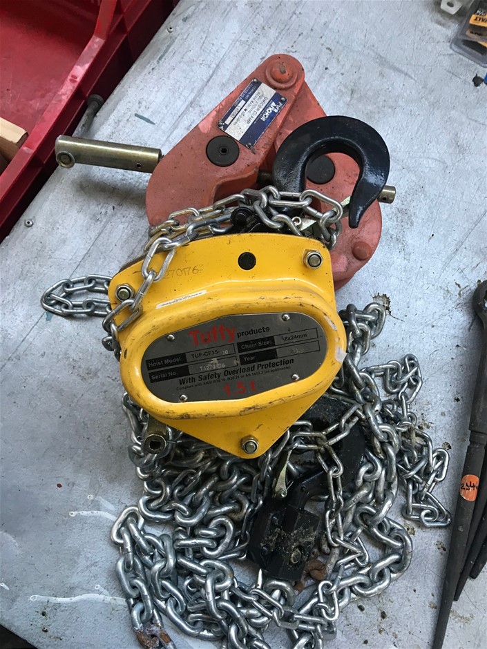 Tuffy 1.5T Chain Hoist and 2T PWB Anchor Girder Clamp Auction (0031 ...