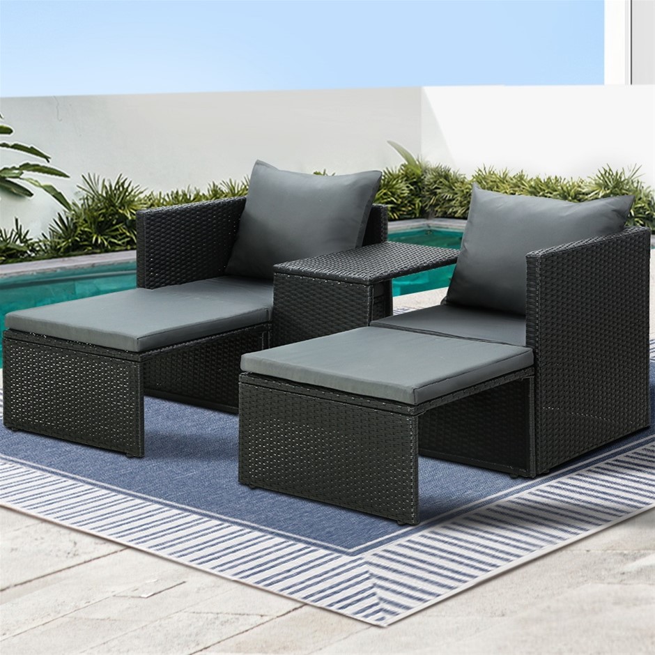 Gardeon Sun Lounge Wicker Lounger Furnit