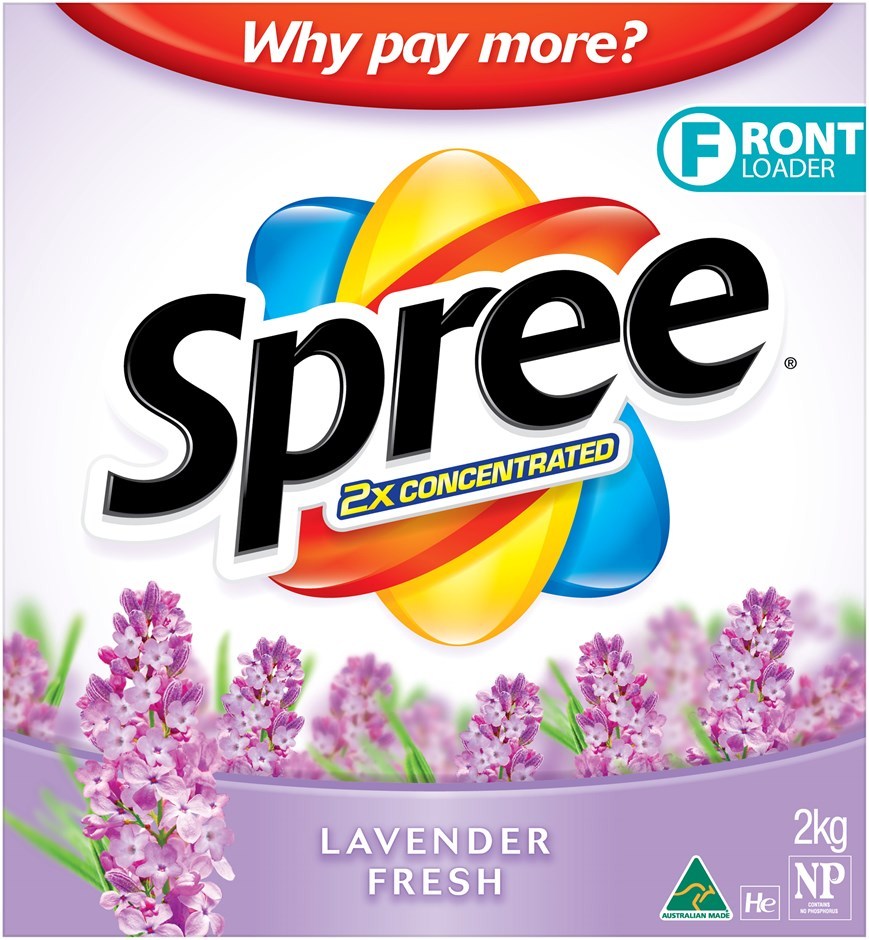 Buy 6 x Spree 2kg Laundry Powder Front Loader Lavender Fresh Grays