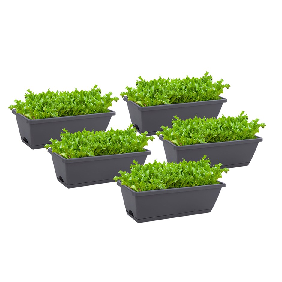 SOGA 49.5cm Black Rectangular Planter wi