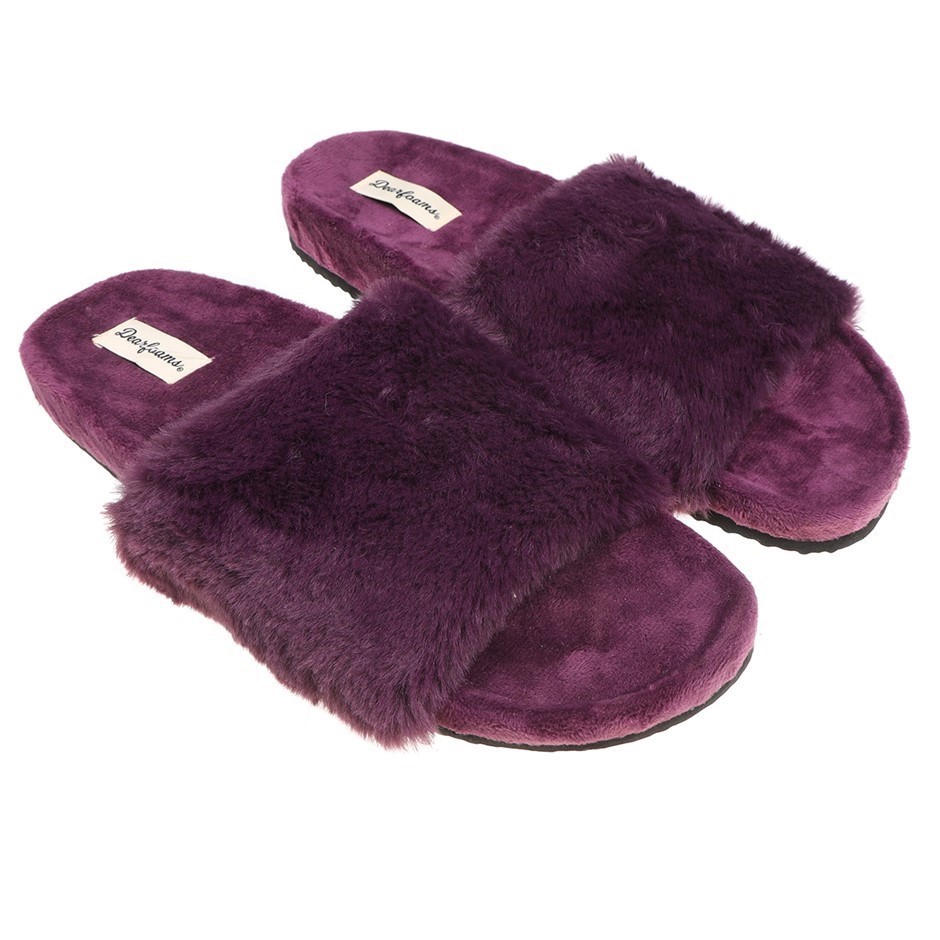 DEARFOAMS Women's Memory Foam Slipper Slides, Size XL (11-12), Aubergine (P