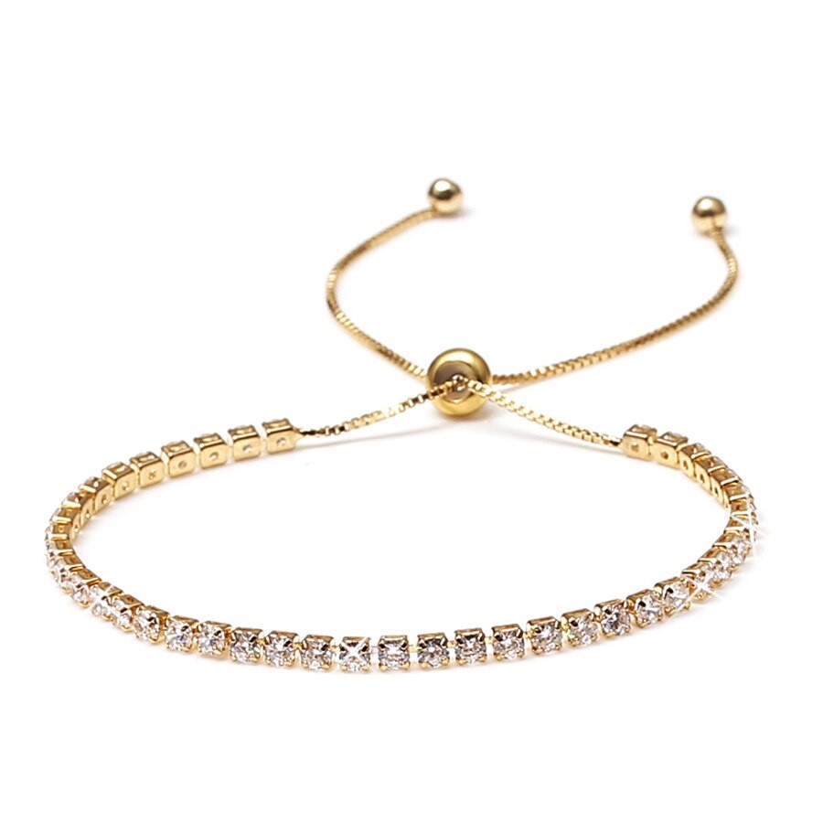 Stunning Simulated Diamond Tennis Bracelet Yellow/Gold (adjustable