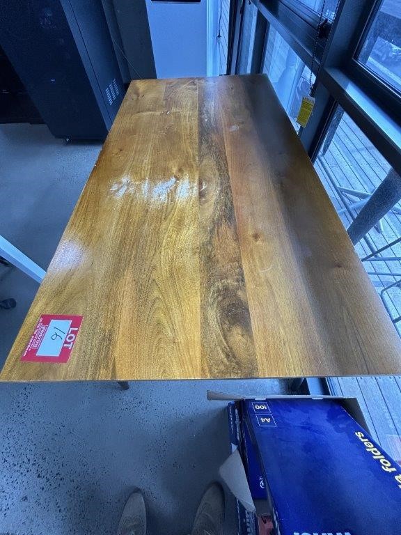 Solid Timber Desk/Table with Metal Legs Auction (00165051496) Grays