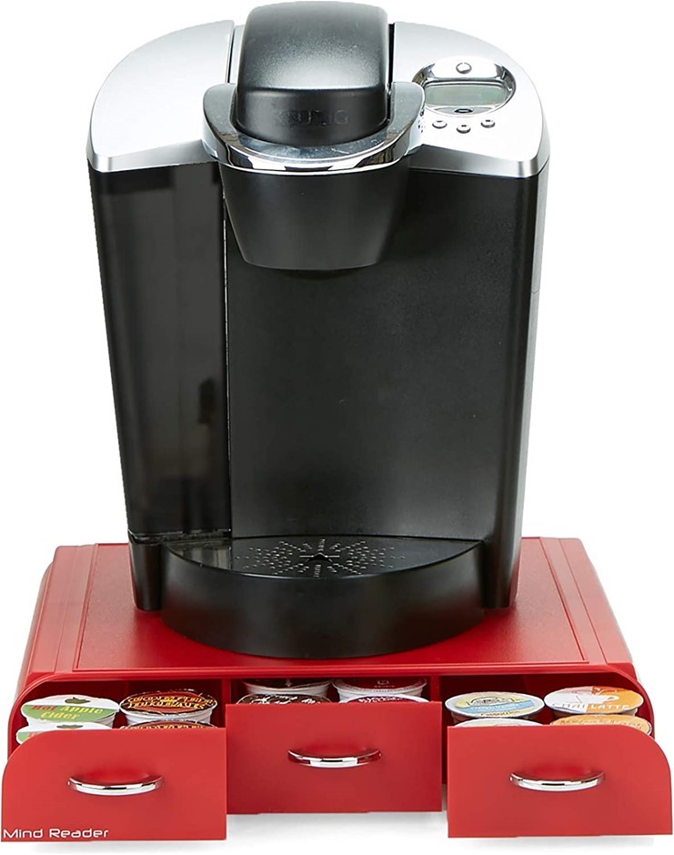 MIND READER  Anchor Collection Coffee Pod Holder, 36 Capacity, Red 2.