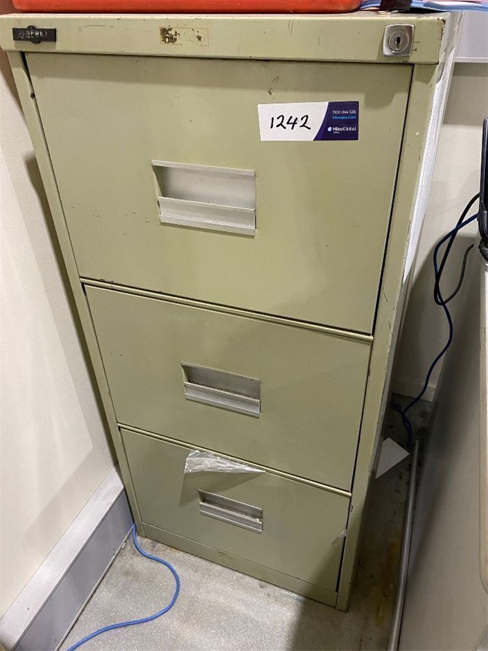 3 Drawer Filing Cabinet, Stock & assorted Tools Auction (1242-3024855 ...