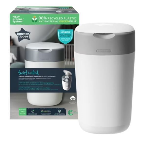 TOMMEE TIPPEE Twist & Click Nappy Disposal Unit, Cotton White. NB: Minor us
