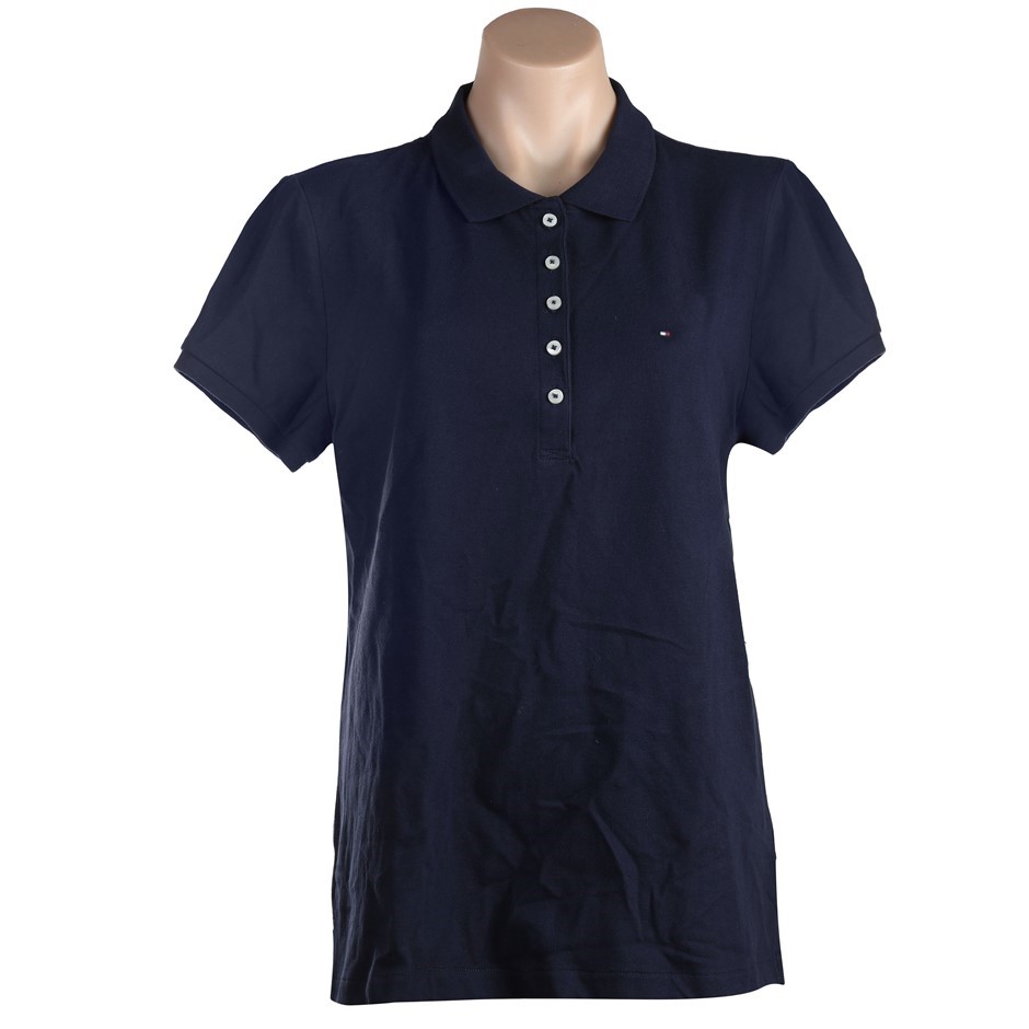 TOMMY HILFIGER Women's Polo, Size L, Cotton/Elastane, Sky Captain. Buyers