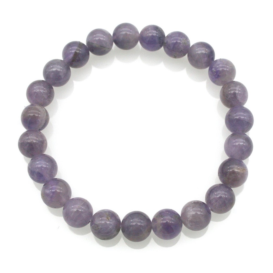 8mm Grade B Lavender Jade Gemstones Stretch Beaded Bracelet Auction ...