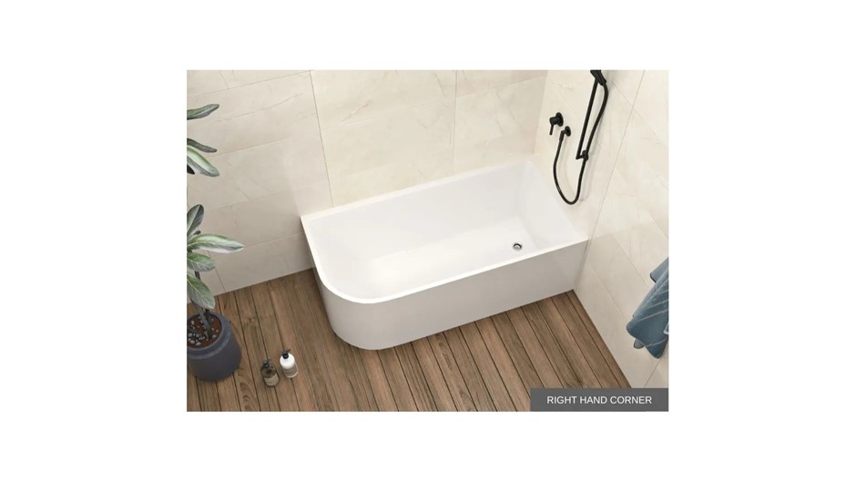 Vizzini Paradise Back To Wall Right Hand Corner Bath 1500mm Gloss