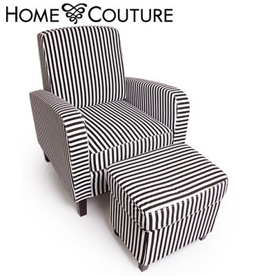 Home Couture Armchair & Ottoman - Black 
