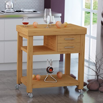 Bamboo Kitchen Trolley - 73cm x 55cm x 8