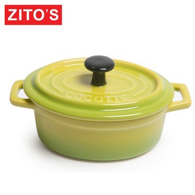 Zito's Green Porcelain Oval Casserole Di