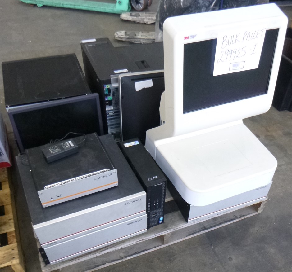 Bulk Pallet Of Assorted Video Recorders, Desktops, Monitors & All In