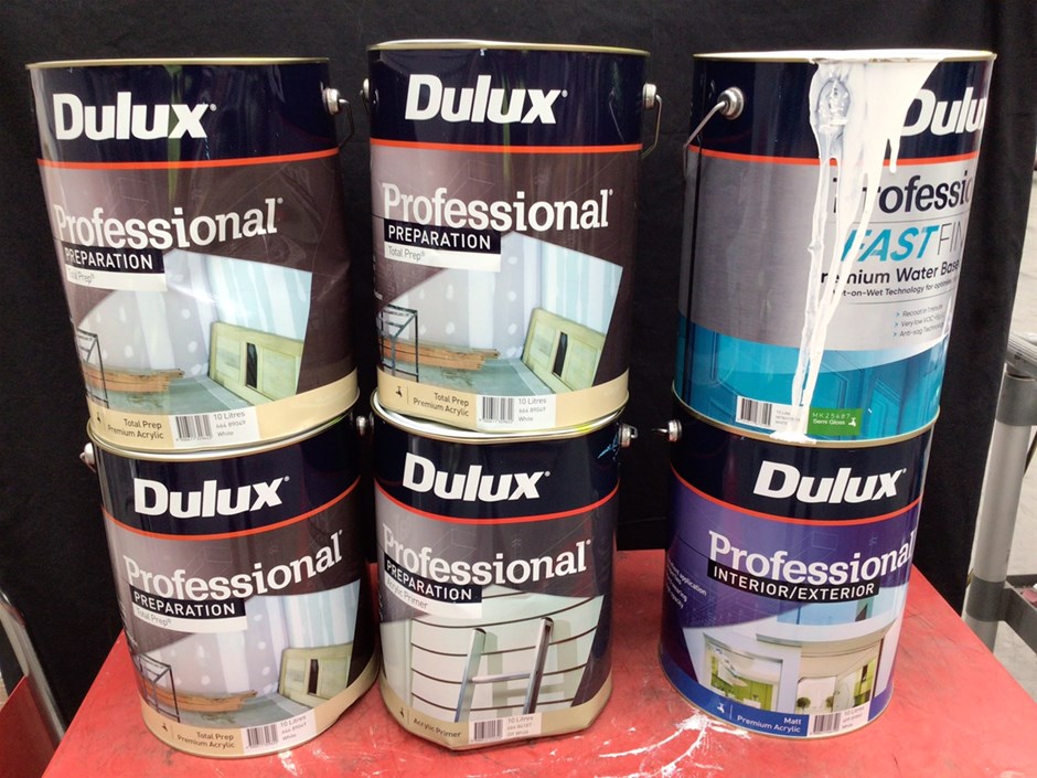 6 x Assorted 10 Litre Tins of Dulux Professional Paint. Auction (0019