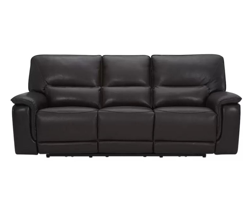 GILMAN CREEK Leather Power Reclining Sofa with Power Headrests, 3 Seater, D Auction