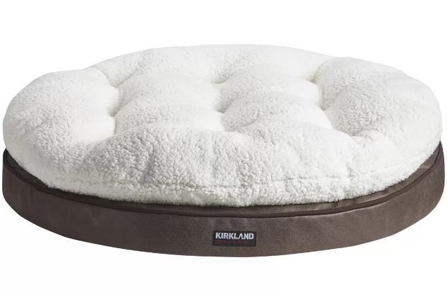 SIGNATURE Round Pillow Top Othro Dog Bed, 101.6cm, Brown Ivory. NB: Slightl