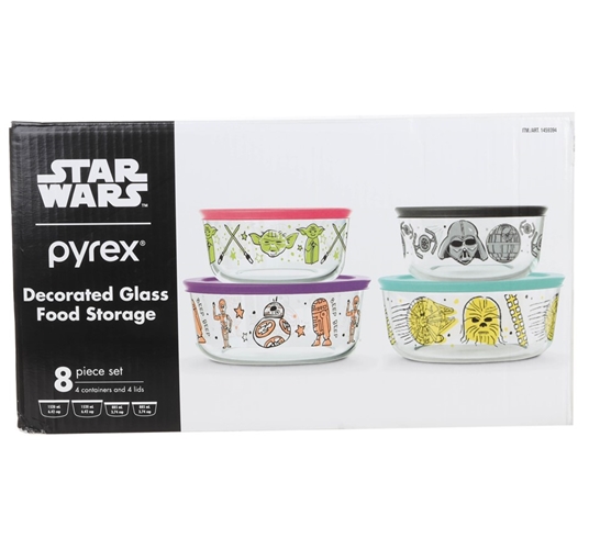 Pyrex Star Wars 8-piece Round Decorated Glass Storage