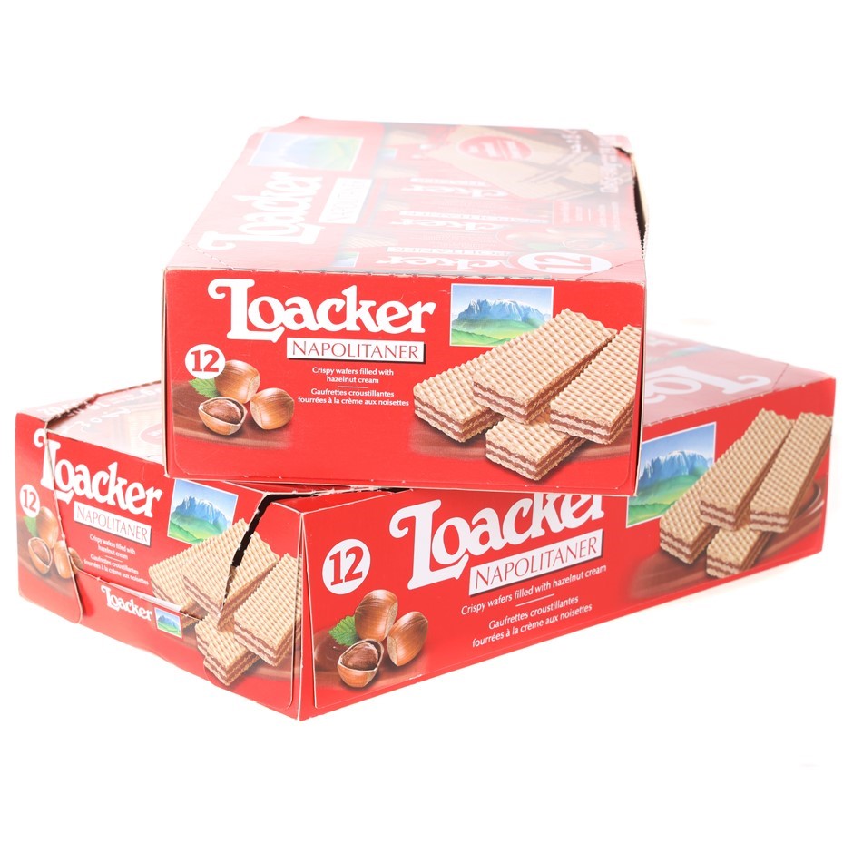 38 x LOACKER NAPOLITANER Crispy Hazelnut Wafers, 45g Each.
