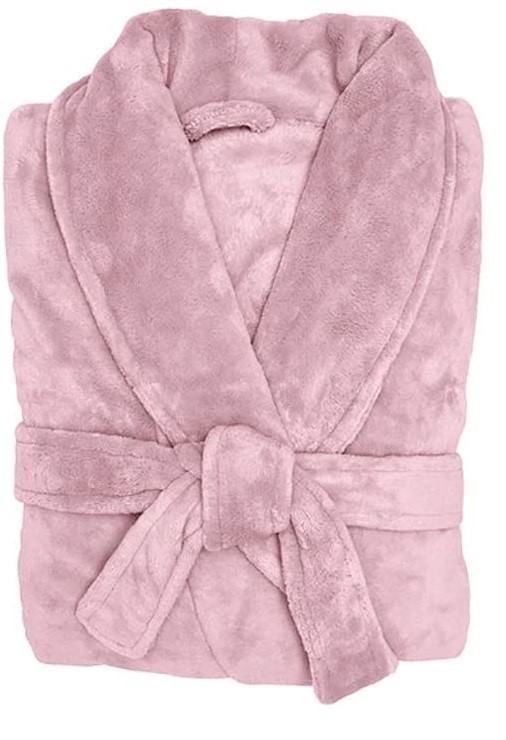 BAMBURY Unisex Microplush Bathrobe, Small/Medium, Blush. Buyers Note - Dis