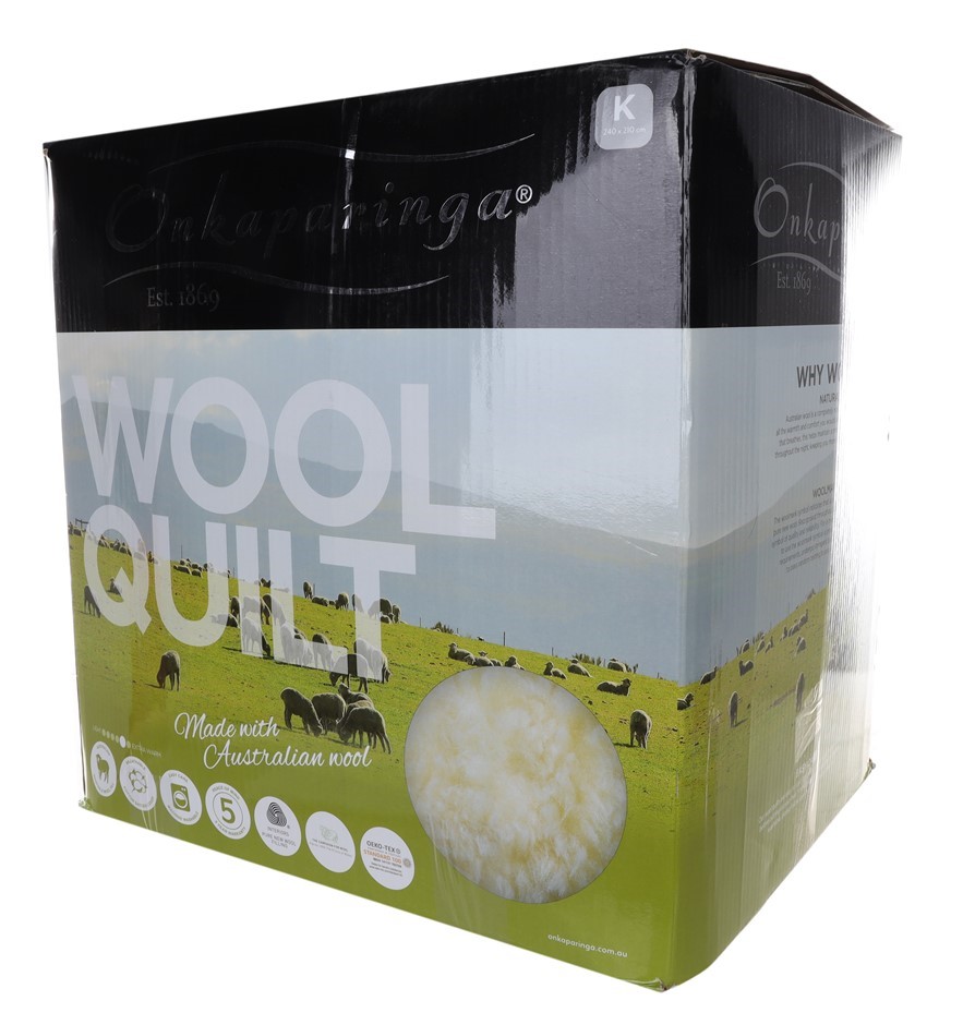ONKAPARINGA Australian Wool Quilt, King Size, 240cm x 210cm. NB: Not in ori