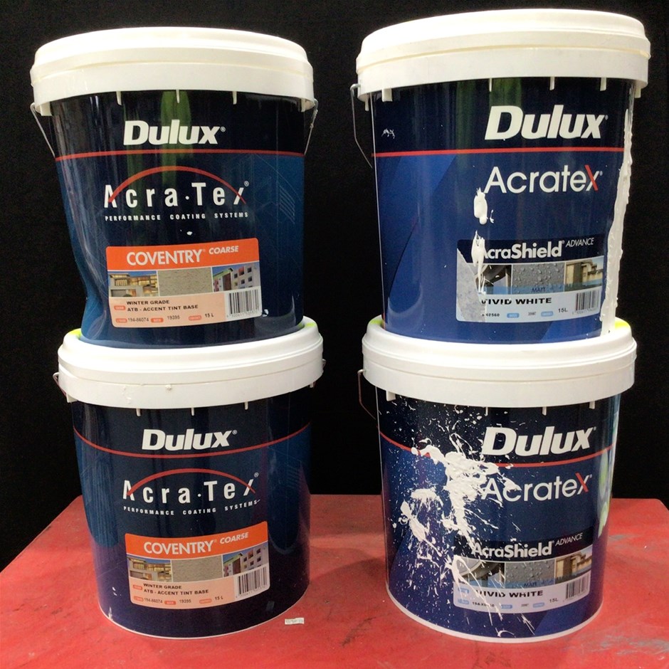 4 x Assorted 15 Litre Tubs of Dulux Acratex Paint Auction (00253025610