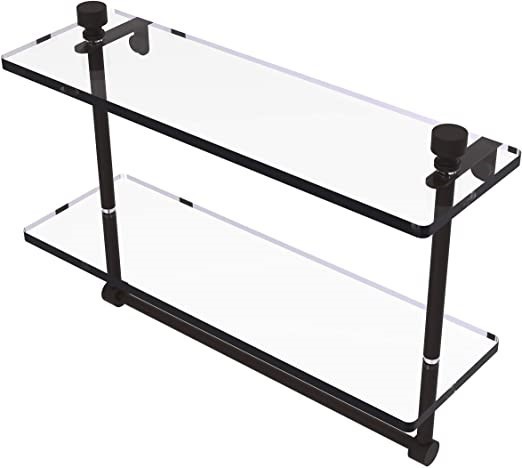 ALLIED BRASS Foxtrot Collection 41cm Glass Shelf with Towel Bar.