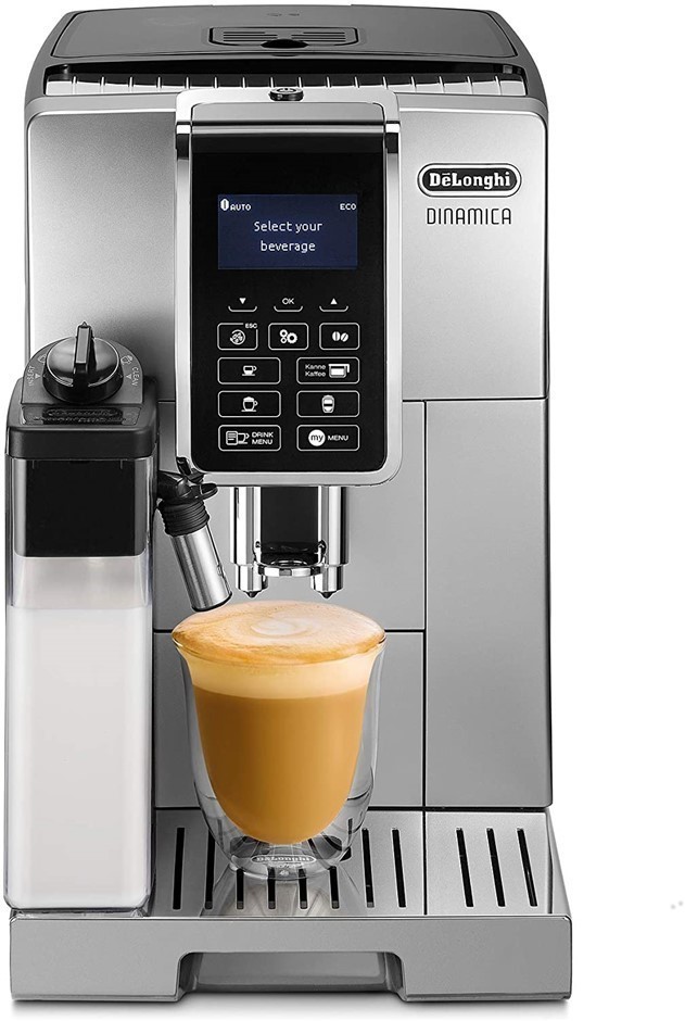 DE' LONGHI Dinamica Fully Automatic Coffee Machine, Silver Black