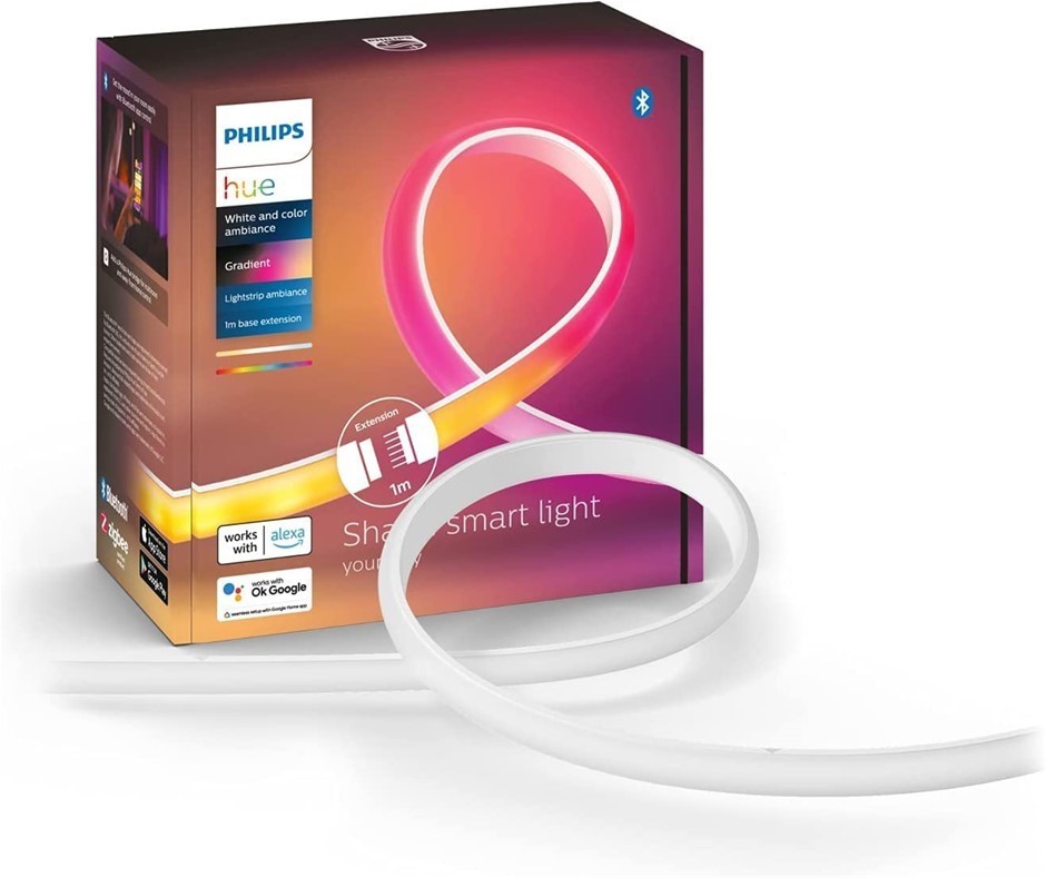 PHILIPS Hue Gradient Ambiance Lightstrip Extension, 1 Metre Length, White.