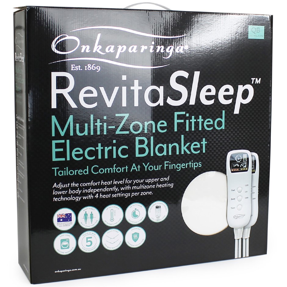 ONKAPARINGA RevitaSleep Multi-Zone Fitted Electric Blanket, Queen, White.  Auction (0184-5052285) | Grays Australia