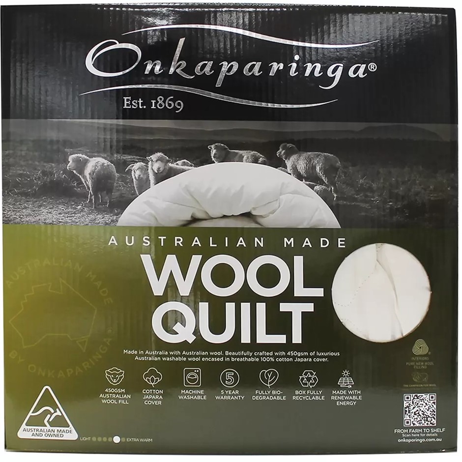 ONKAPARINGA Australian Wool Quilt, King Size, 240cm x 210cm. Buyers