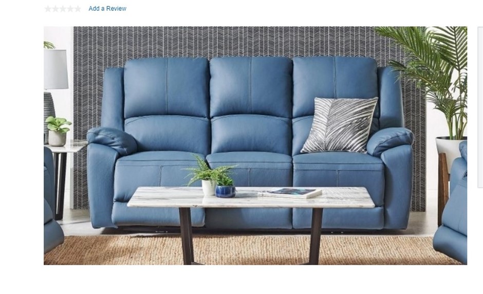 `Gaucho` 3Seater Fabric Powered Recliner Sofa (Toulon Navy) Auction