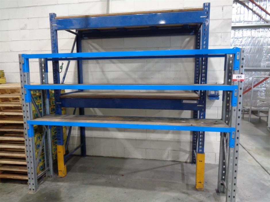 2 Pallet Racking with Timber Shelving Auction (0185-9042299) | Grays ...