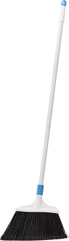 AMAZON BASICS Heavy-Duty Broom, Blue and White.