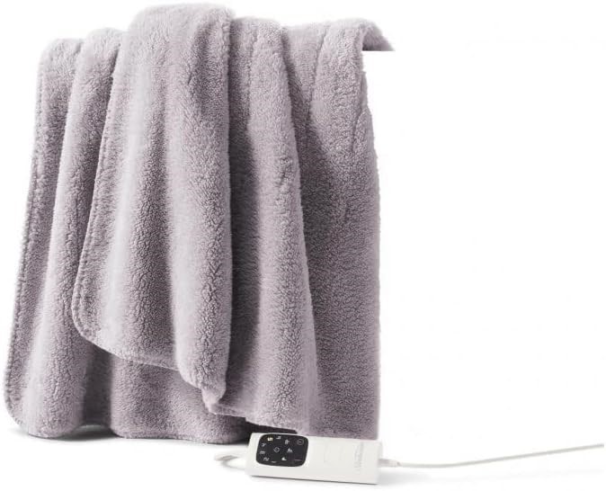 SUNBEAM Throw Rug Sherpa Fleece, Grey. NB: Untested.