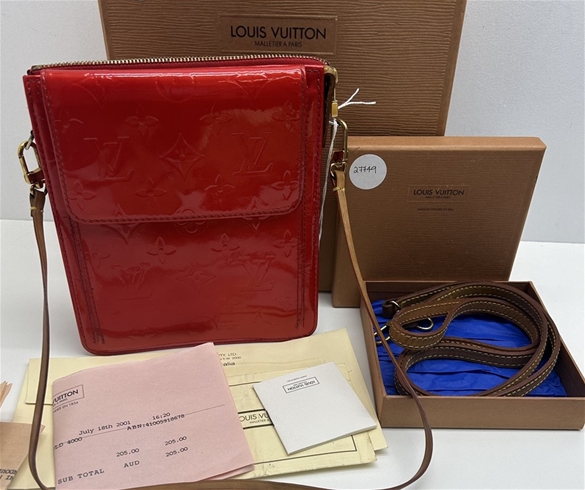 Lot - Louis Vuitton Monogram Vernis Mott Pochette Red