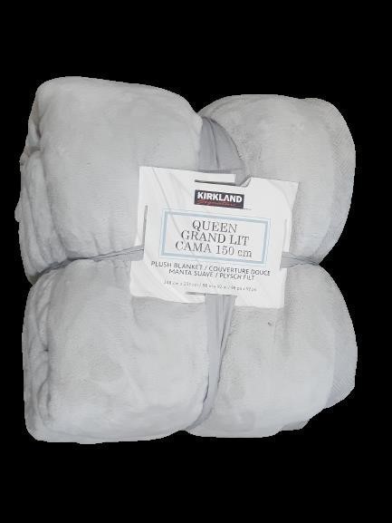 SIGNATURE Queen Grand Lit Cama Plush Blanket, 248cm x 233cm, Light Grey.
