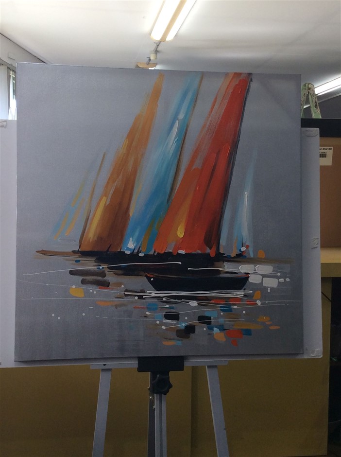 Canvas on board Colourful Sailboats fine art print Auction (0074