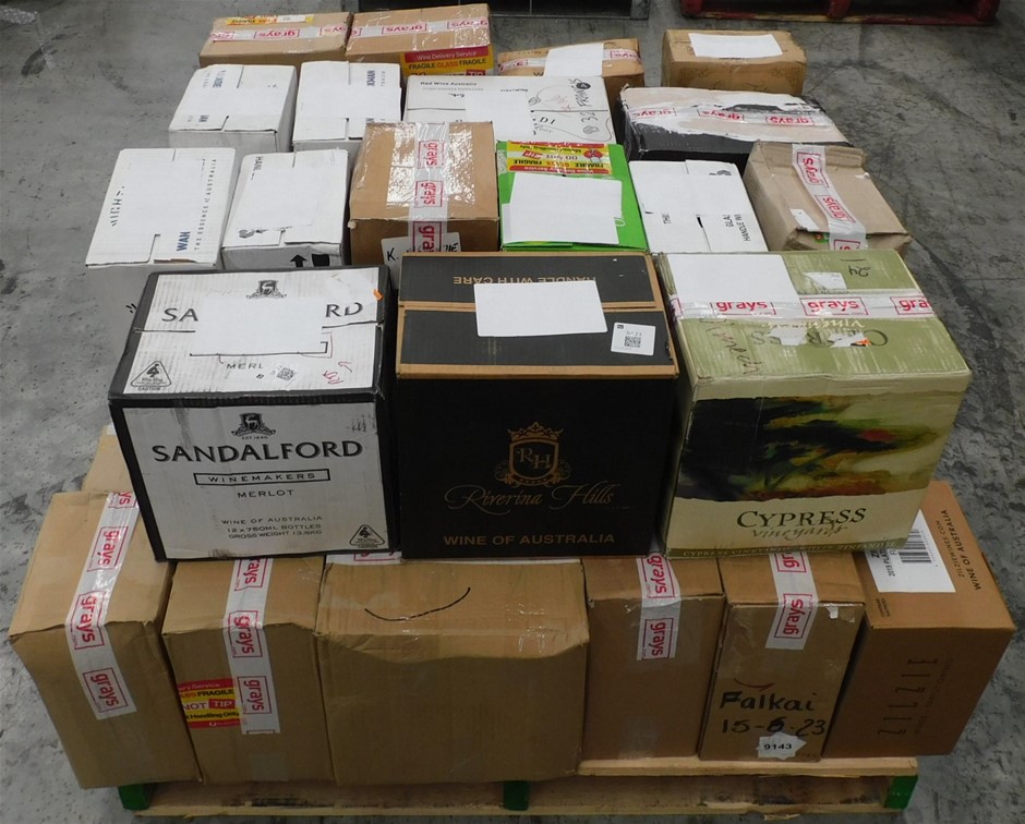 Pick Up Pallet of Wine Approx 25 Assorted Cartons of Wine Auction (0001 ...