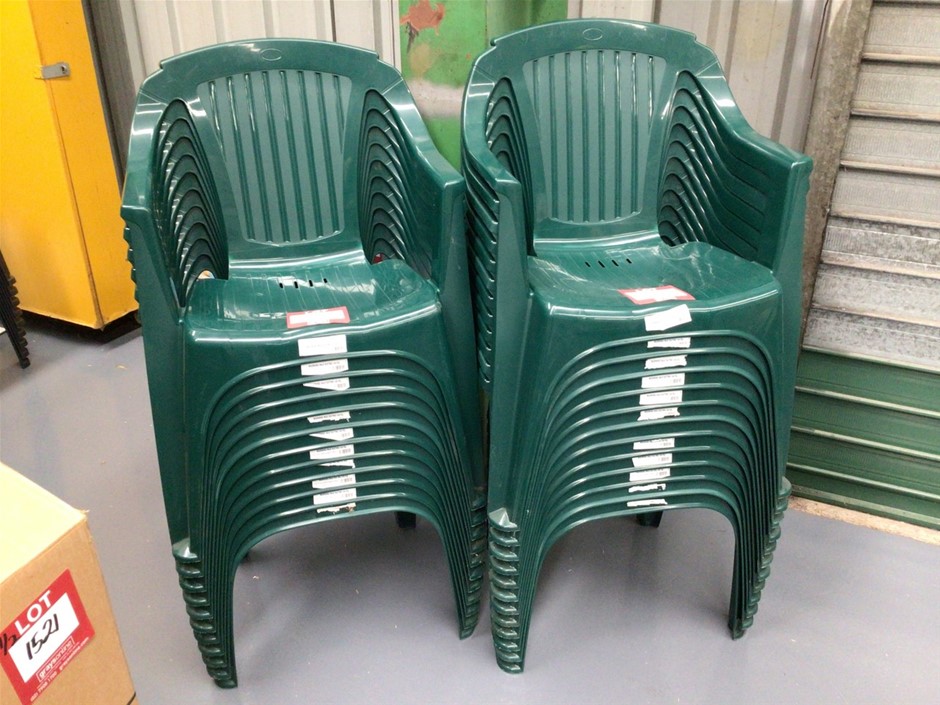 23 x Idea Green Plastic Chairs Auction (10757047376) Grays Australia