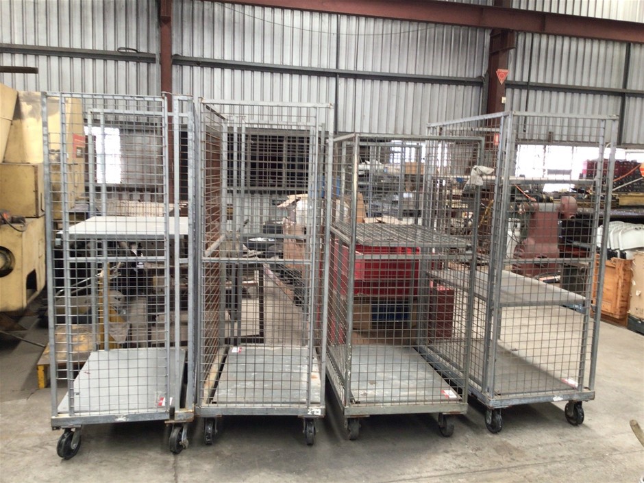 3 x Steel Mesh Cage Trolleys