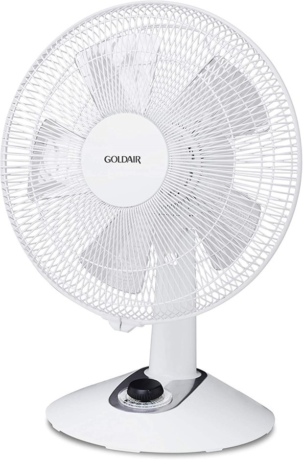 GOLDAIR 30cm Desk Fan, Corded Electric, Oscillating, 4 Speed Settings. NB: