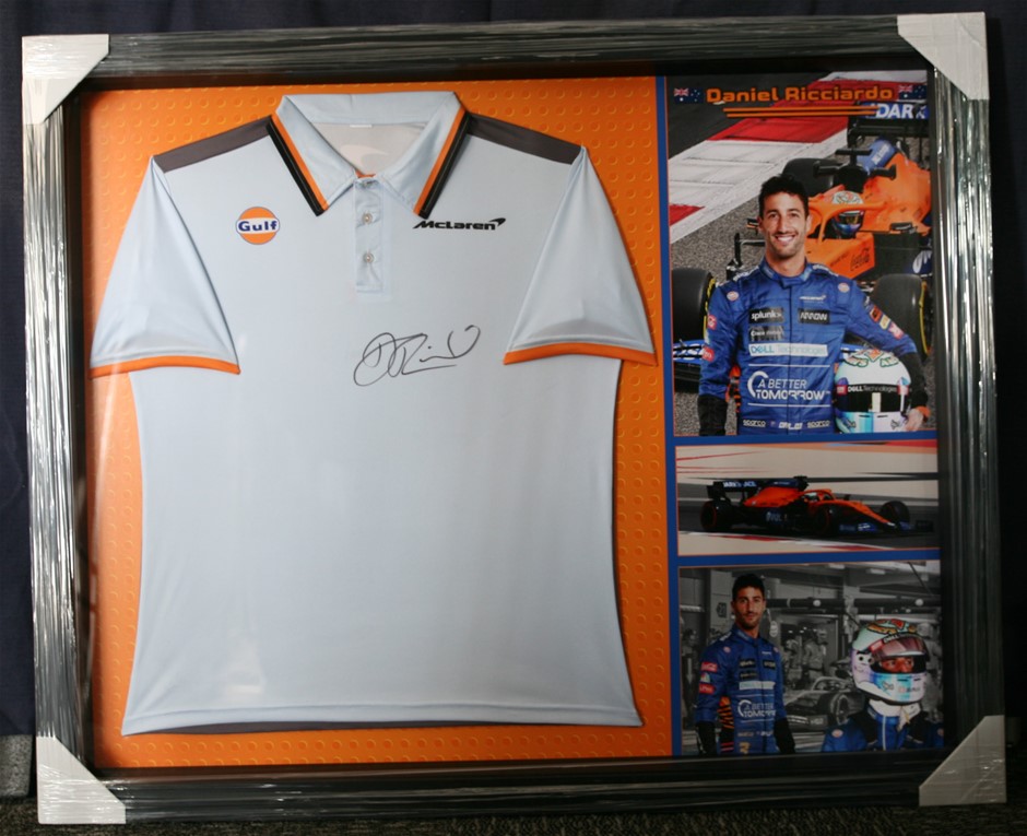 Daniel Ricciardo signed McLaren polo - Framed - COA Auction (0031 ...