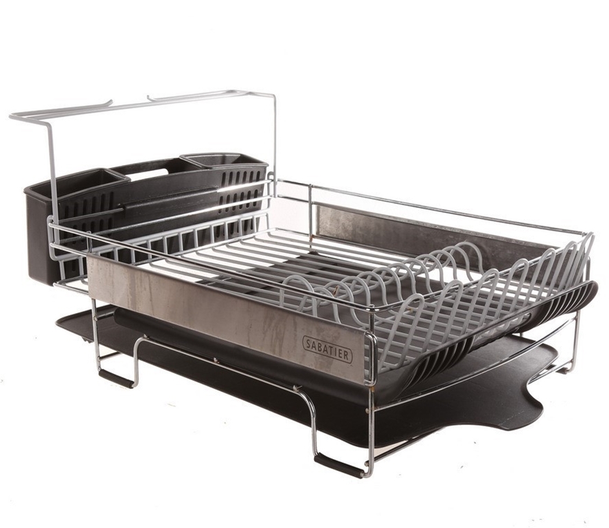 SABATIER Expandable Dish Drying Rack w/ Stemware Rack, Expands