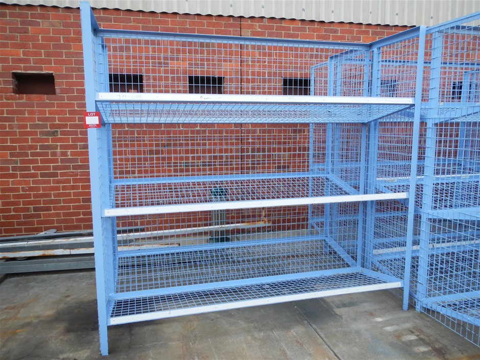 Qty 2 Blue Mesh Racks 2450mm L x 1500mm W x 2300mm H Auction (0010 ...